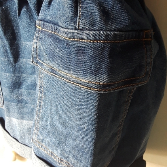 Shortall Jean Cargo Short Overalls Size Large Juniors - Picture 5 of 7